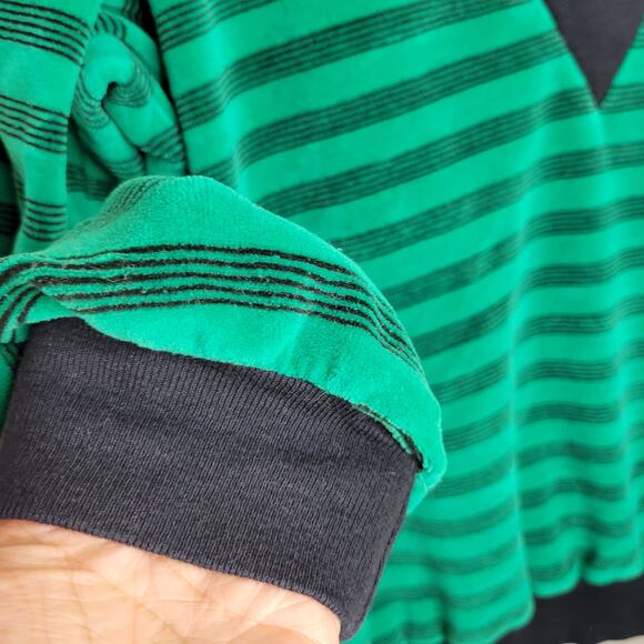 Oakbrook Sport Vintage Green and Navy Velour Top, M - Picture 4 of 9